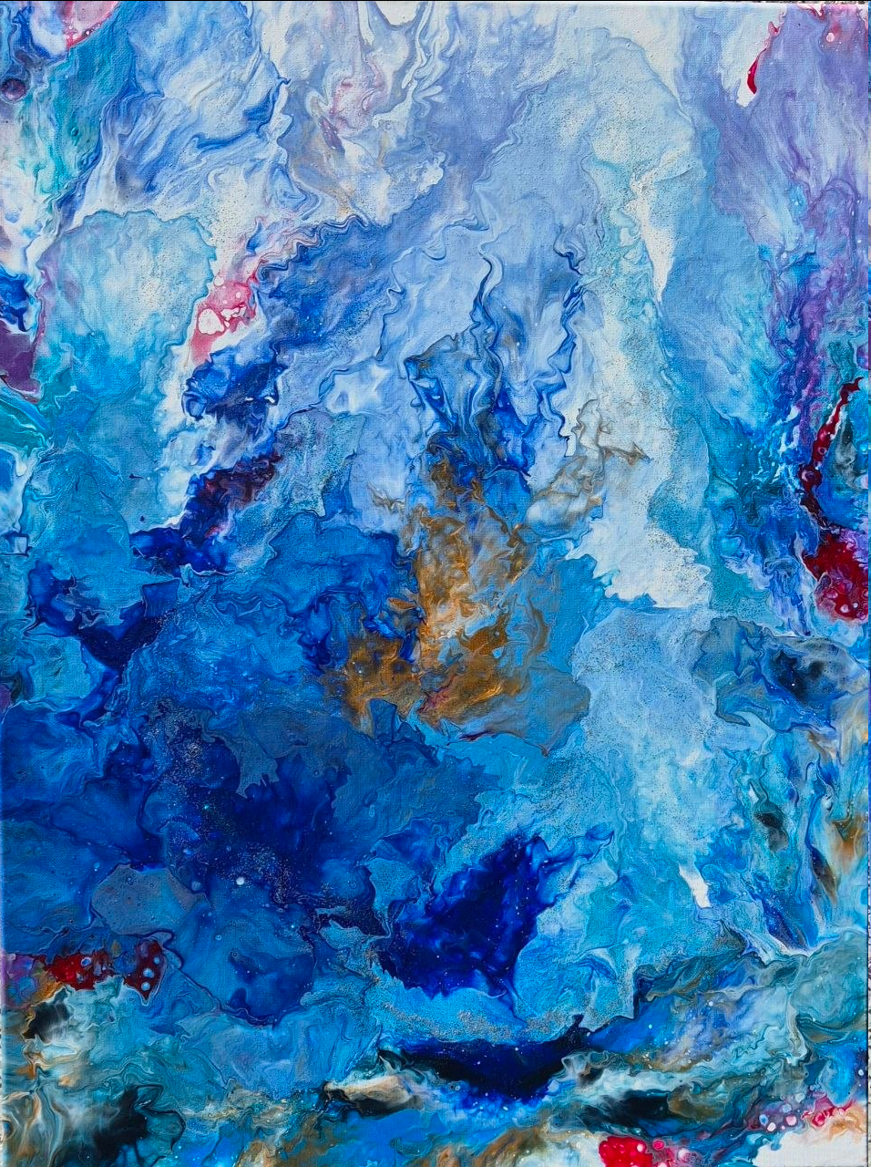Herzbild – Blaues abstraktes Gemälde